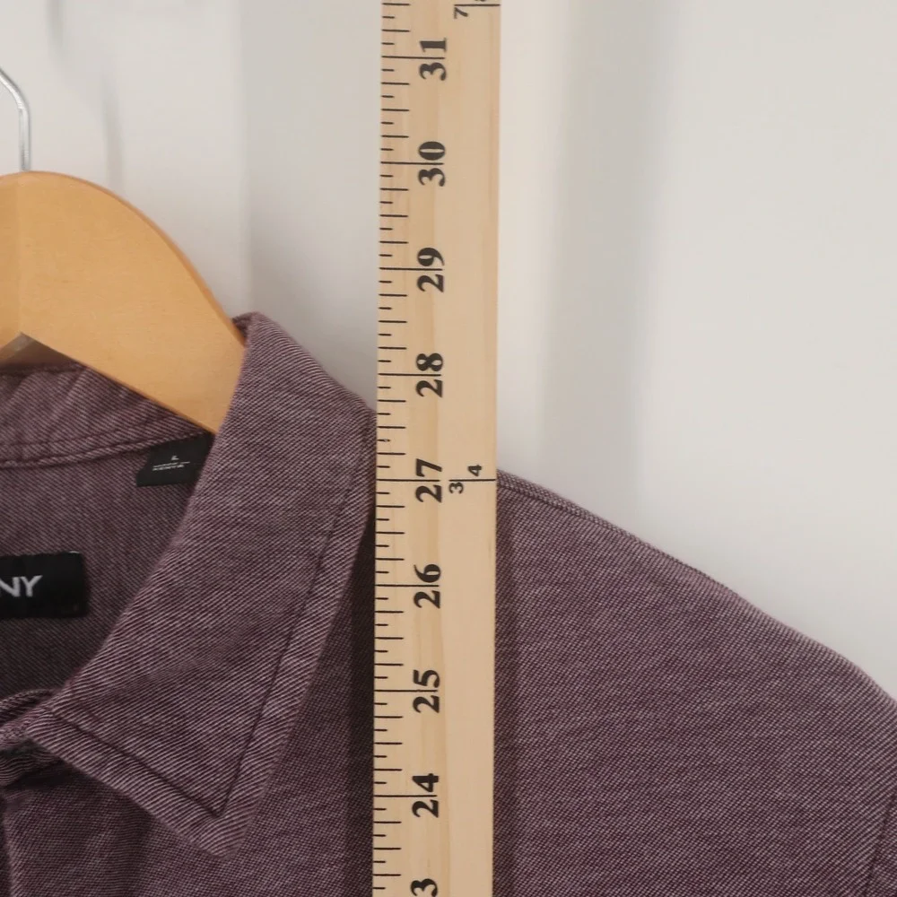 DKNY Shirt Mens Large Purple Heathered Knit Long Sleeve Button‎ Up Excellent
